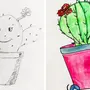 Как нарисовать кактус в горшке