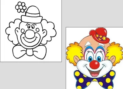 Нарисовать лицо клоуна