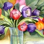 Тюльпаны в вазе рисунок