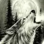 Волк Воет На Луну Рисунок