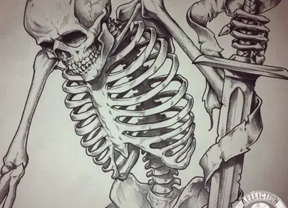 Скелет рисунок карандашом