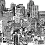 Город черно белый рисунок