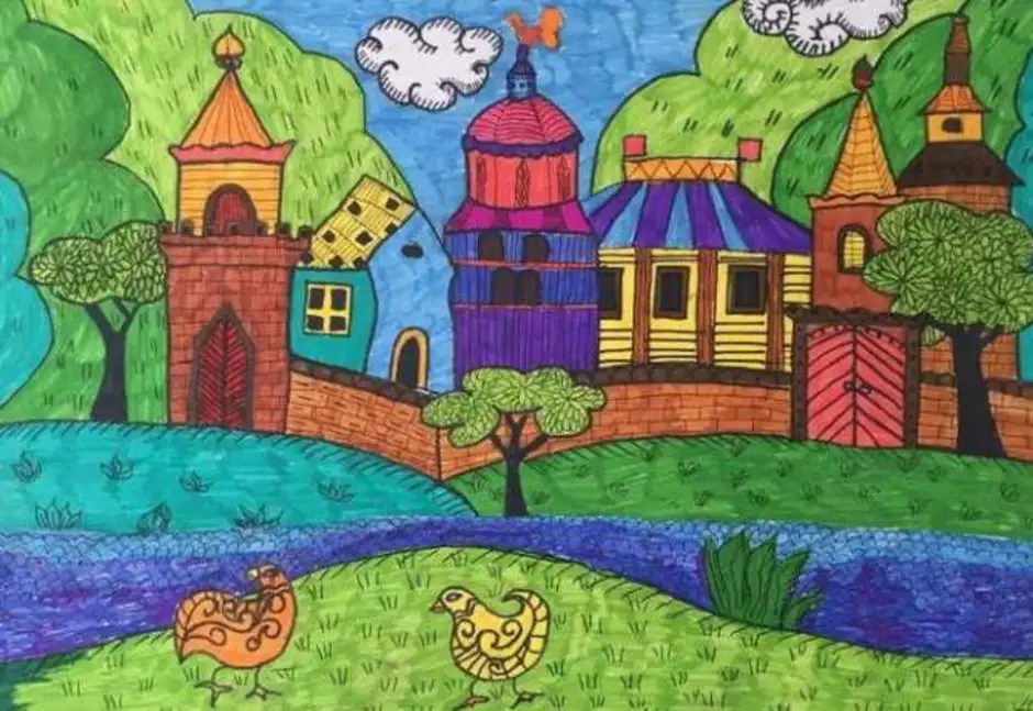 В городе урок 1 класс. Сказочный город изо. Рисование сказочный город. Красивые детские рисунки. Сказочный город рисунок.