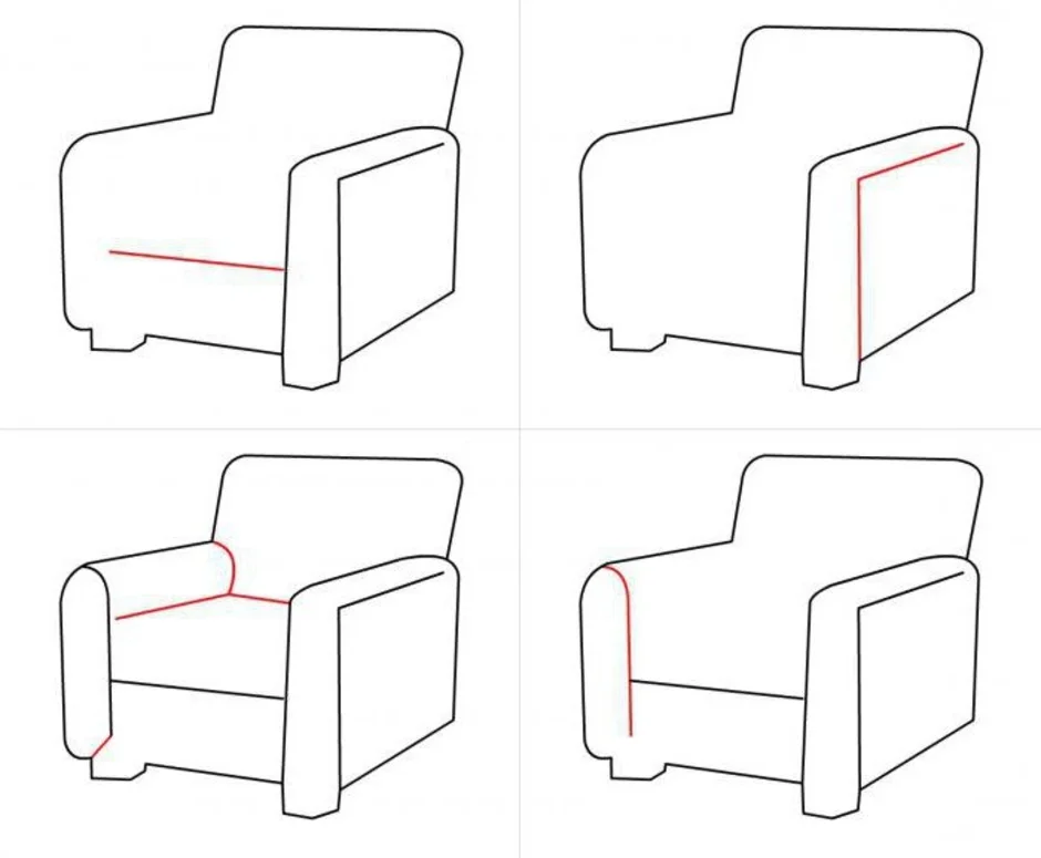 Как нарисовать диван легко для детей