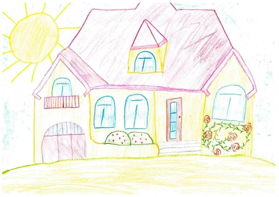 Нарисовать дом мечты 7 класс. Дом рисунок. Домик рисунок. Детские рисунки домов. Детские рисунки домов карандашом.