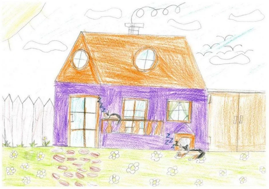 Легко дом мечты. Дом рисунок. Домик детский рисунок. Детские рисунки домов. Дом детский рисунок.