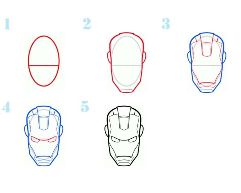 Как нарисовать железного человека по этапно