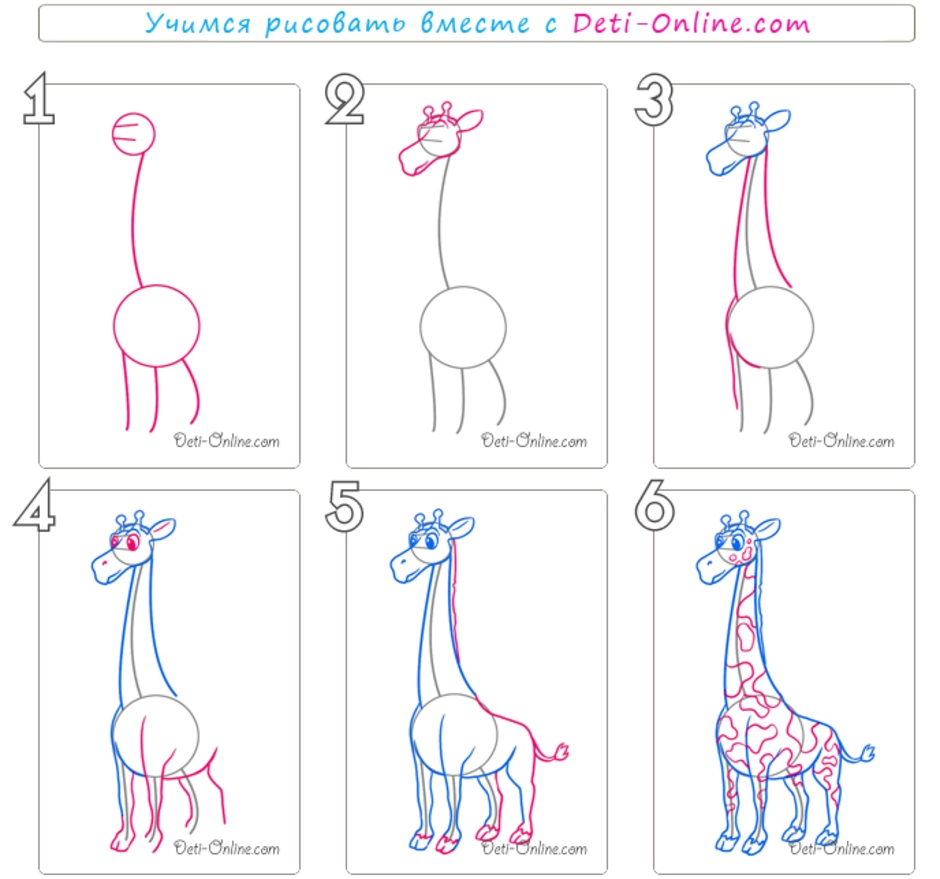 Жираф рисунок для детей простой поэтапно