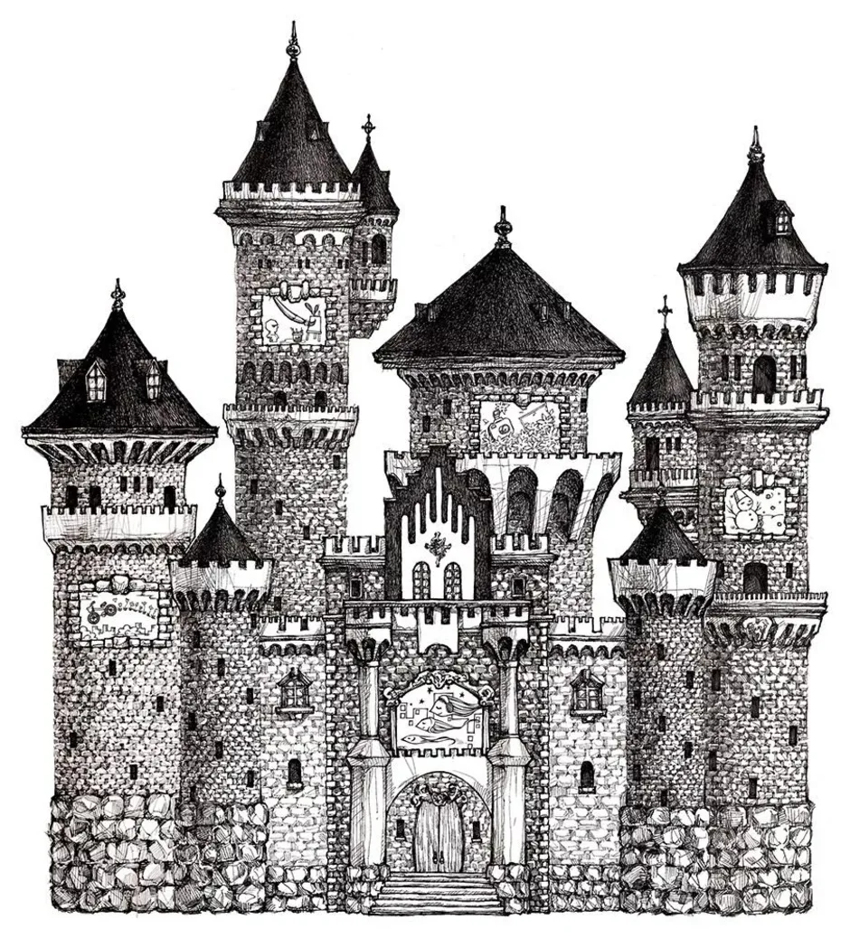 Средневековый замок 4 класс. Замок в готическом стиле. Средневековый стиль рисования. Средневековый замок. Стилизованные замки.