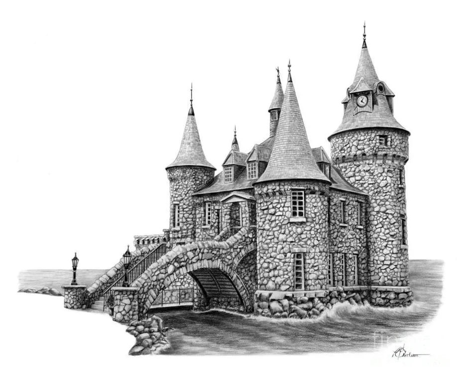 Рисунок старой крепости. Крепость в романском стиле рисунок. Замок карандашом. Замок рисунок карандашом. Замок в графике.
