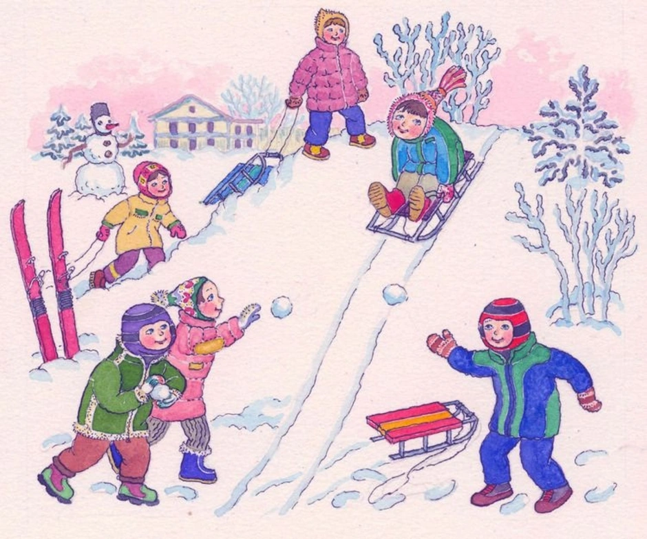 Рисунок зимних игр. Зимние забавы. Сюжетная картина зимние развлечения. Зимние развлечения для детей. Зимние забавы рисунок.