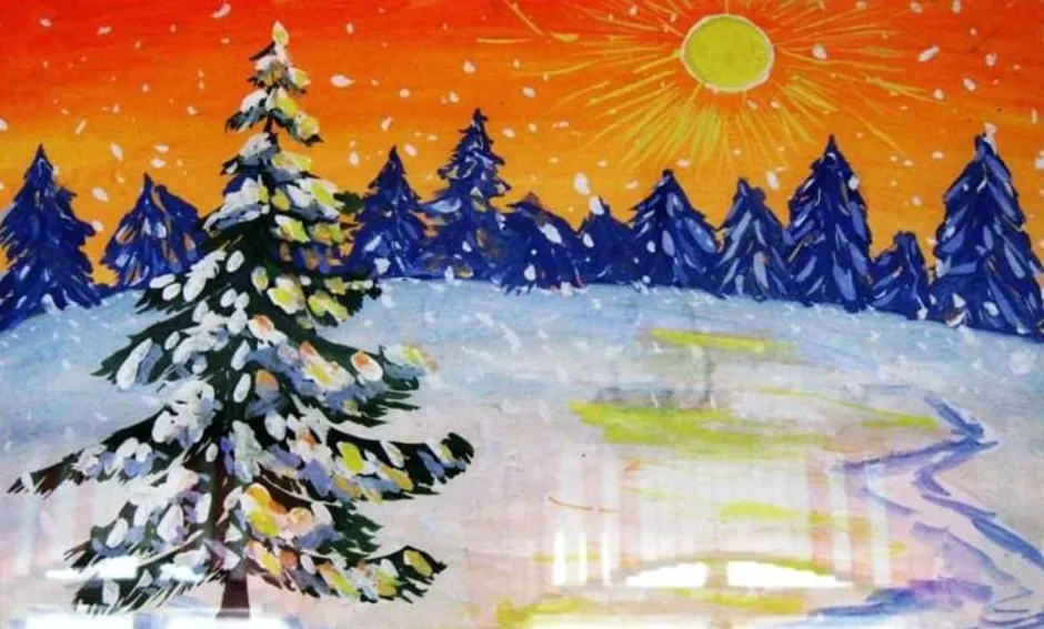 Зимний пейзаж класс. Зимние рисунки. Детские рисунки на тему зима. Рисование с детьми зима. Зимний пейзаж для детей 5-6 лет.