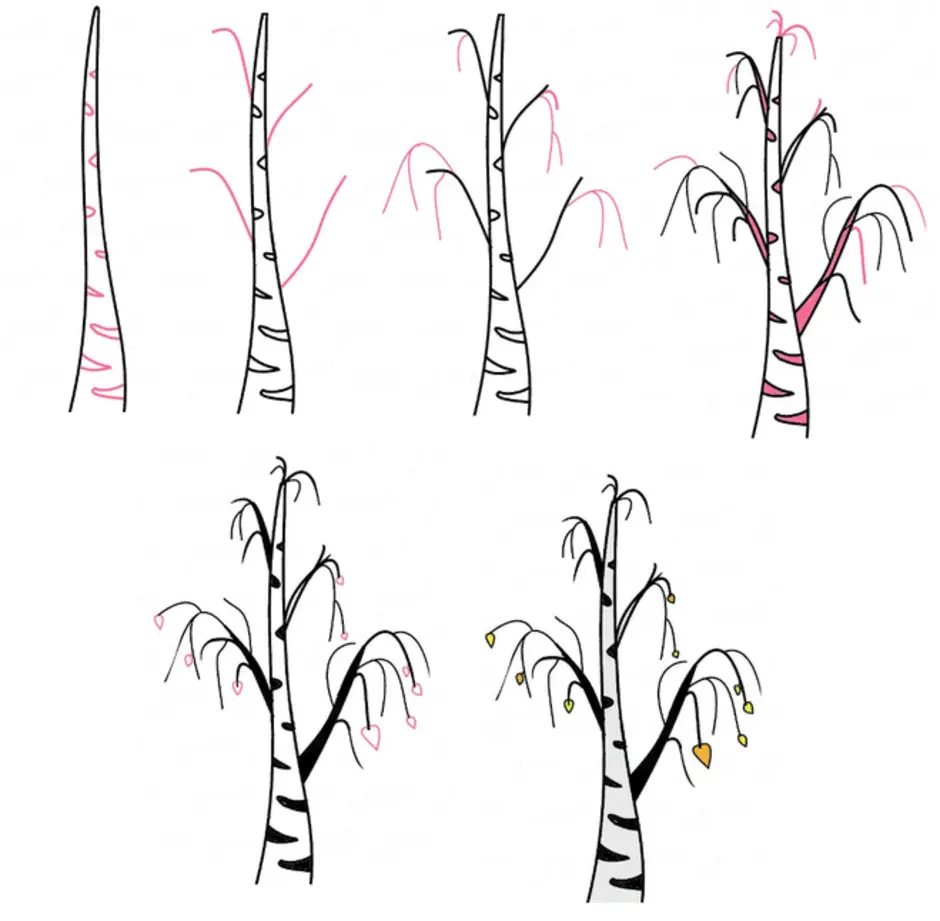 Рисунок карандашом береза 4 класс