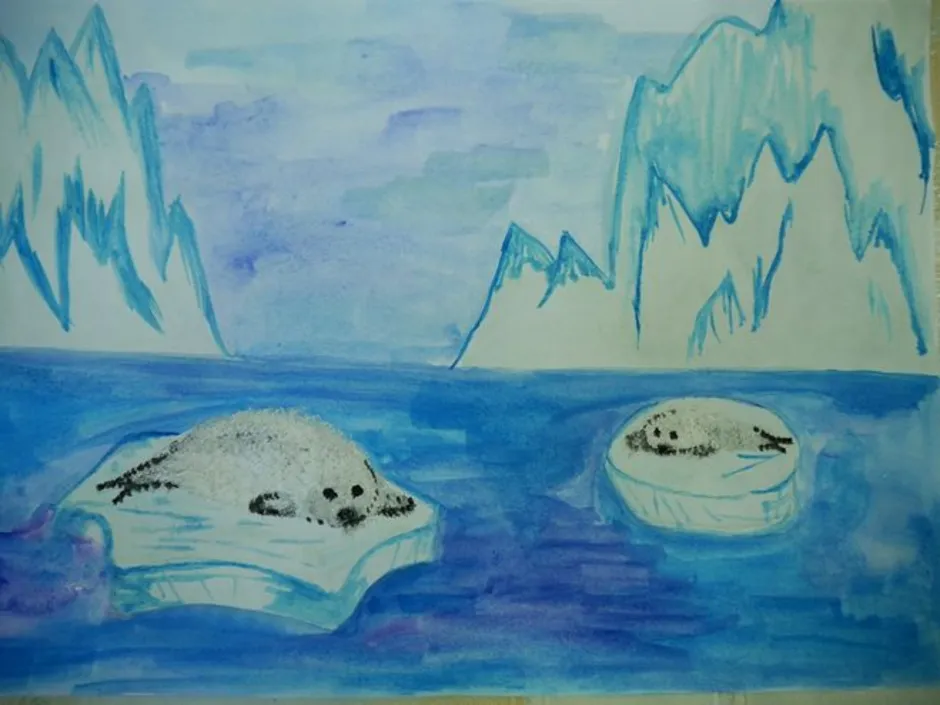 Рисунок от южных морей до полярного края. Арктика рисунок. Арктика рисунки детей. Рисунок на тему Арктика. Лёгкие рисунки Арктики.
