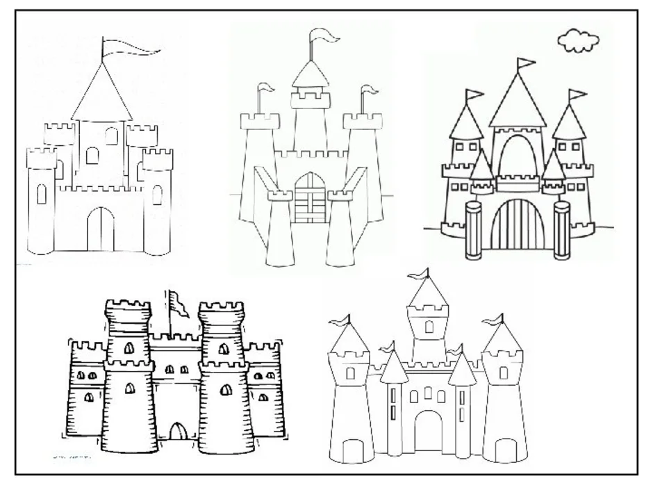 Средневековый город поэтапное рисование. Рисование сказочный дворец. Замок рисунок. Сказочный дворец рисование в подготовительной группе. Рисование замка крепости.