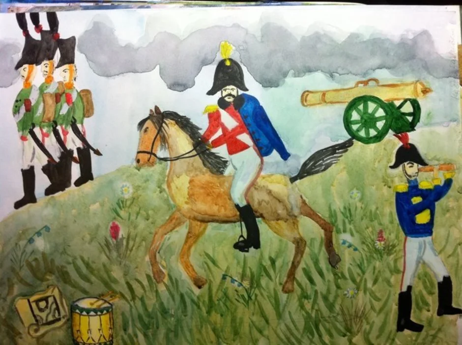Нарисовать рисунок исторические события. Бородинская битва Наполеон рисунок.