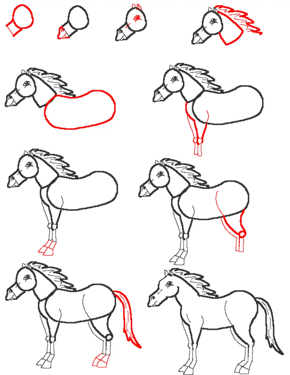 Как рисовать лошадь картинки