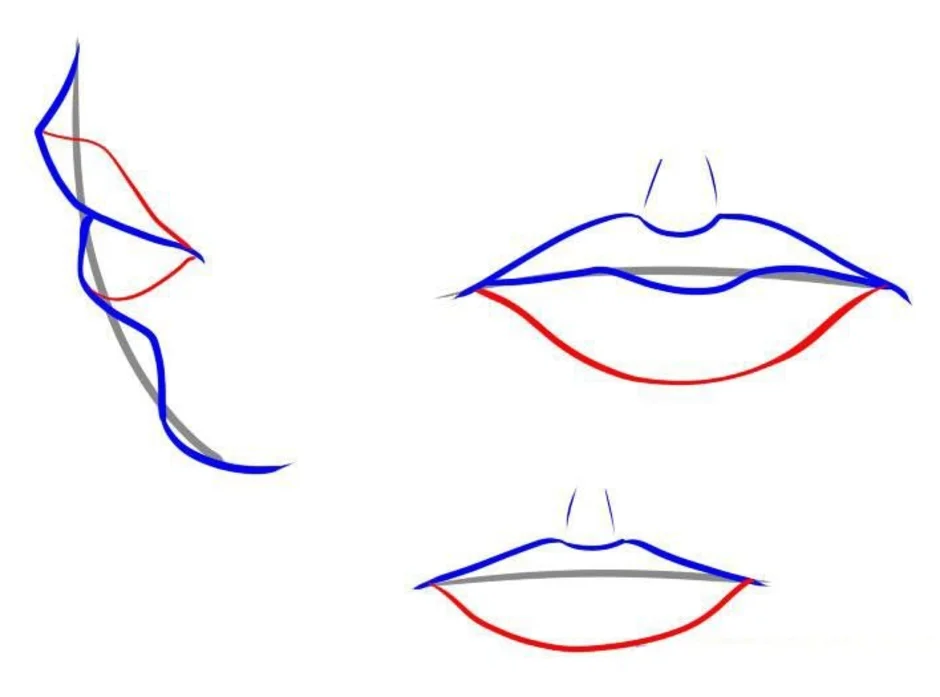 Как рисовать рот поэтапно