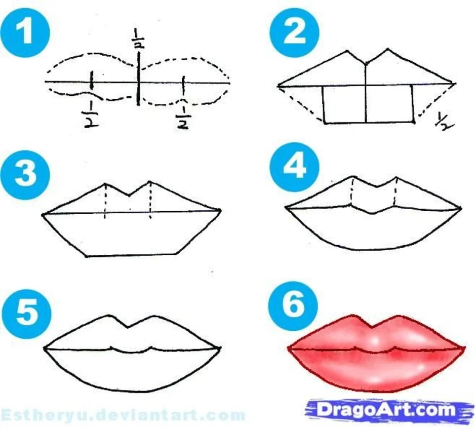 Как рисовать губы поэтапно легко