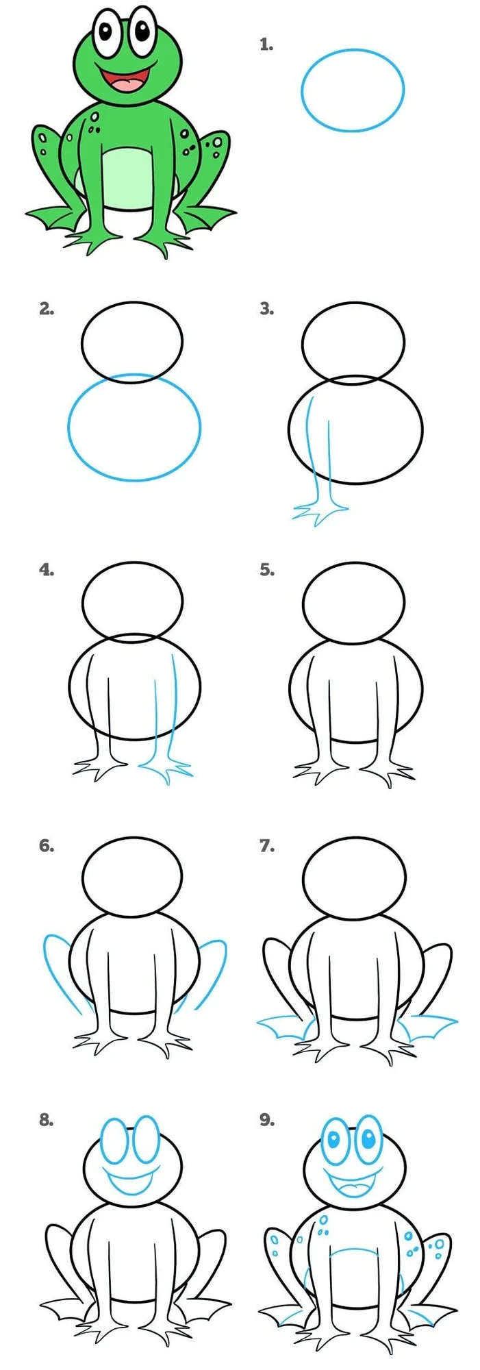 Как карандашом нарисовать лягушку карандашом поэтапно для детей