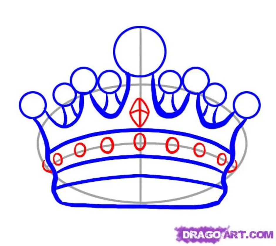 Как нарисовать корону поэтапно