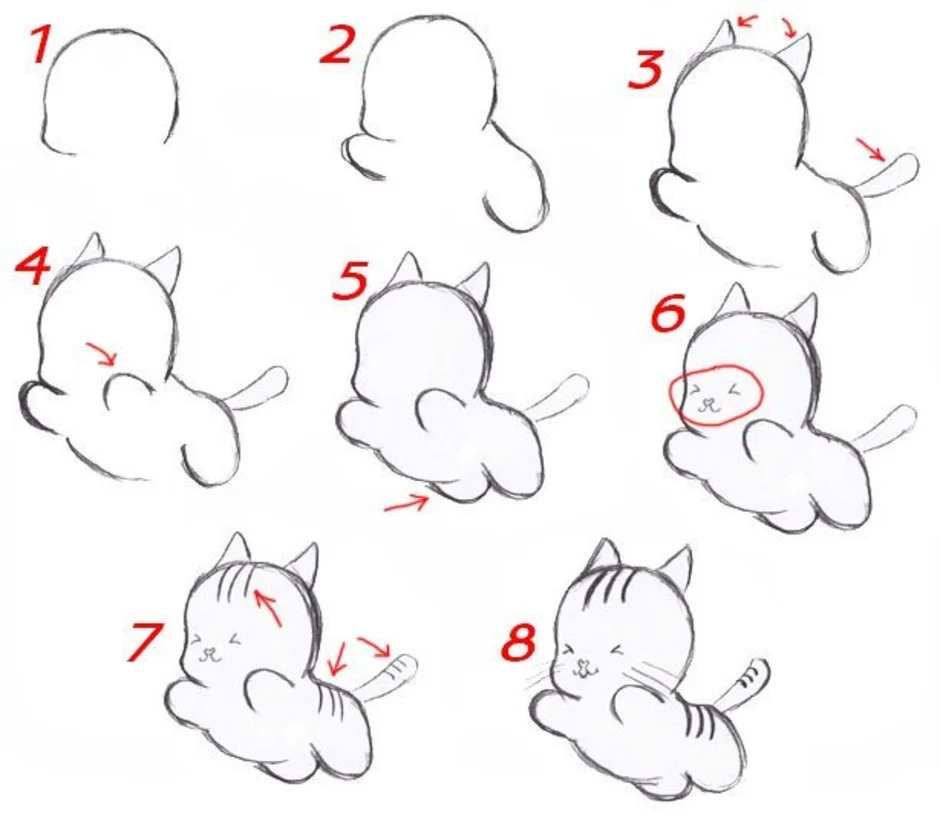 Котенок карандашом поэтапно. Поэтапное рисование котенка для детей. Схема рисования котенка для детей. Котенок рисунок пошагово. Пошаговое рисование котенка для детей.
