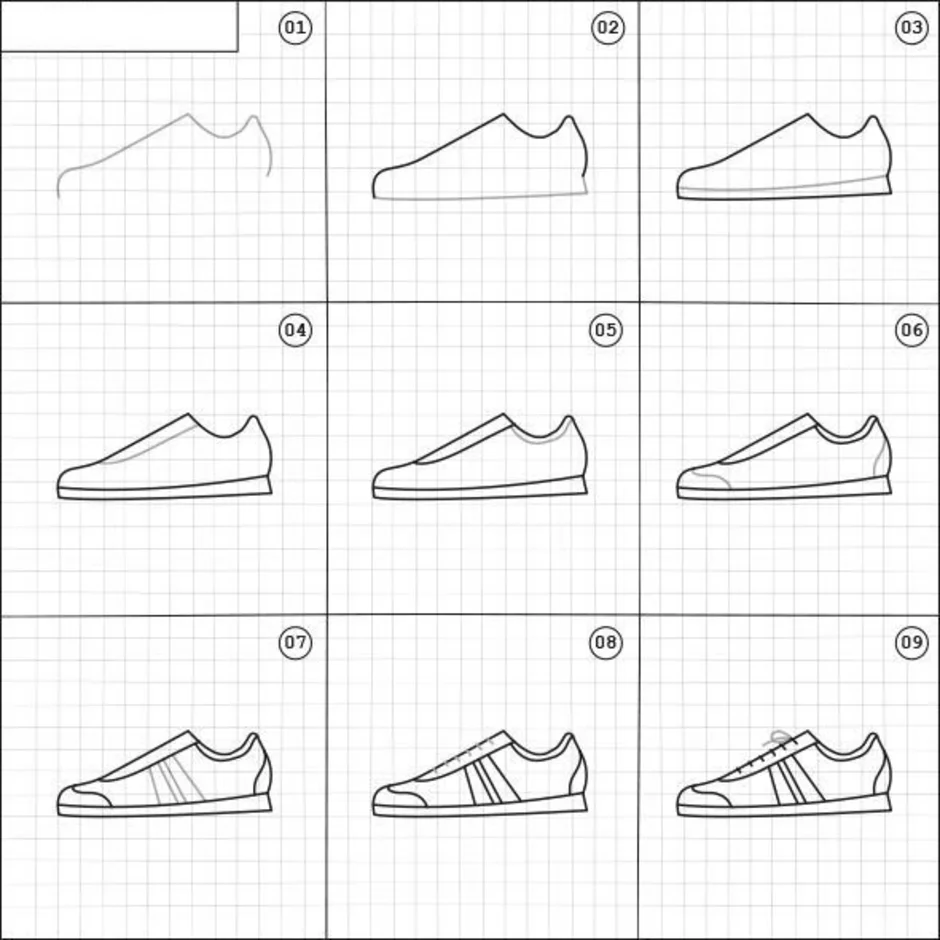 Как нарисовать кроссовки легко и просто