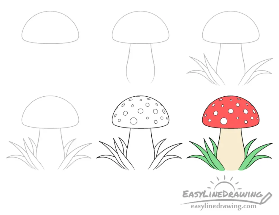 Рисунок мухомора для срисовки