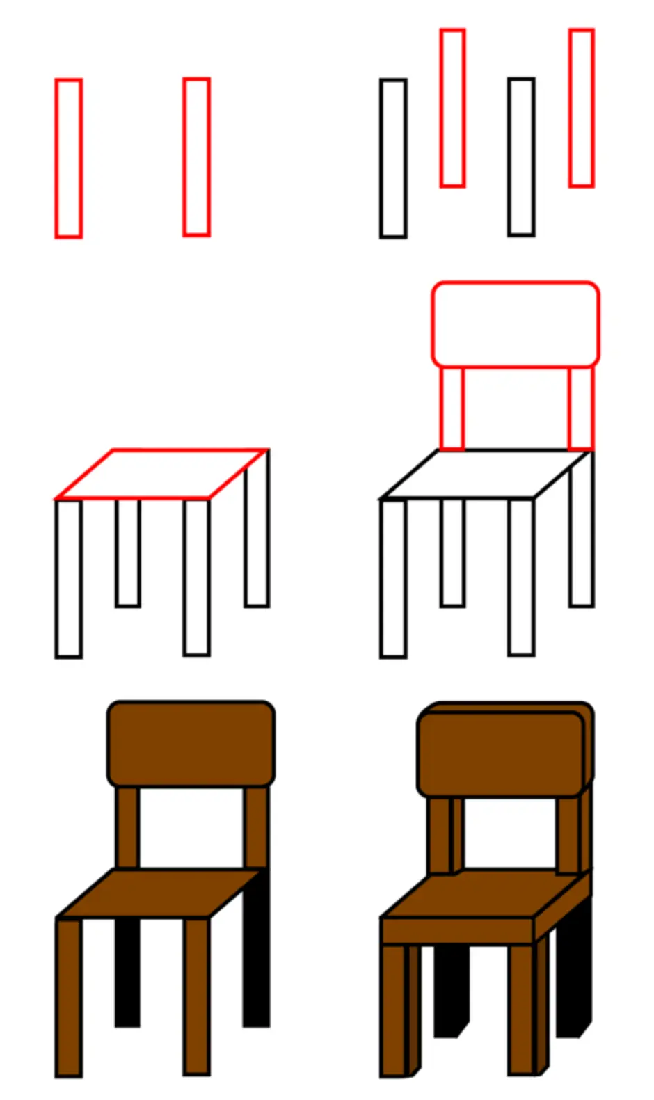 Поэтапное рисование стула