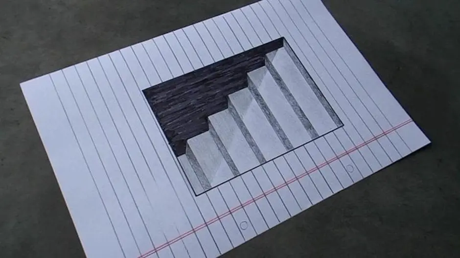 Рисунок карандашом лестница 3д