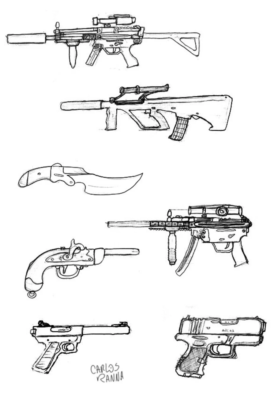 Оружие поэтапно. Военное оружие зарисовка. Рисунки оружия. Оружие для рисования. Пошаговое рисование оружия.