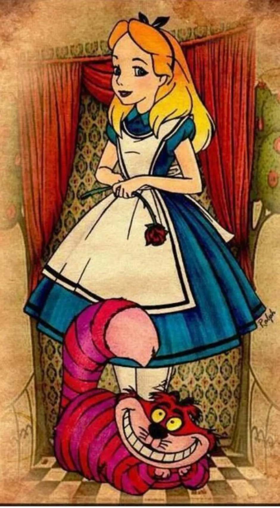 Рисунок про алису. М/Ф Алиса в Зазеркалье. Алиса в стране чудес герои иллюстрации. Алиса в стране чудес персонаж Алиса.