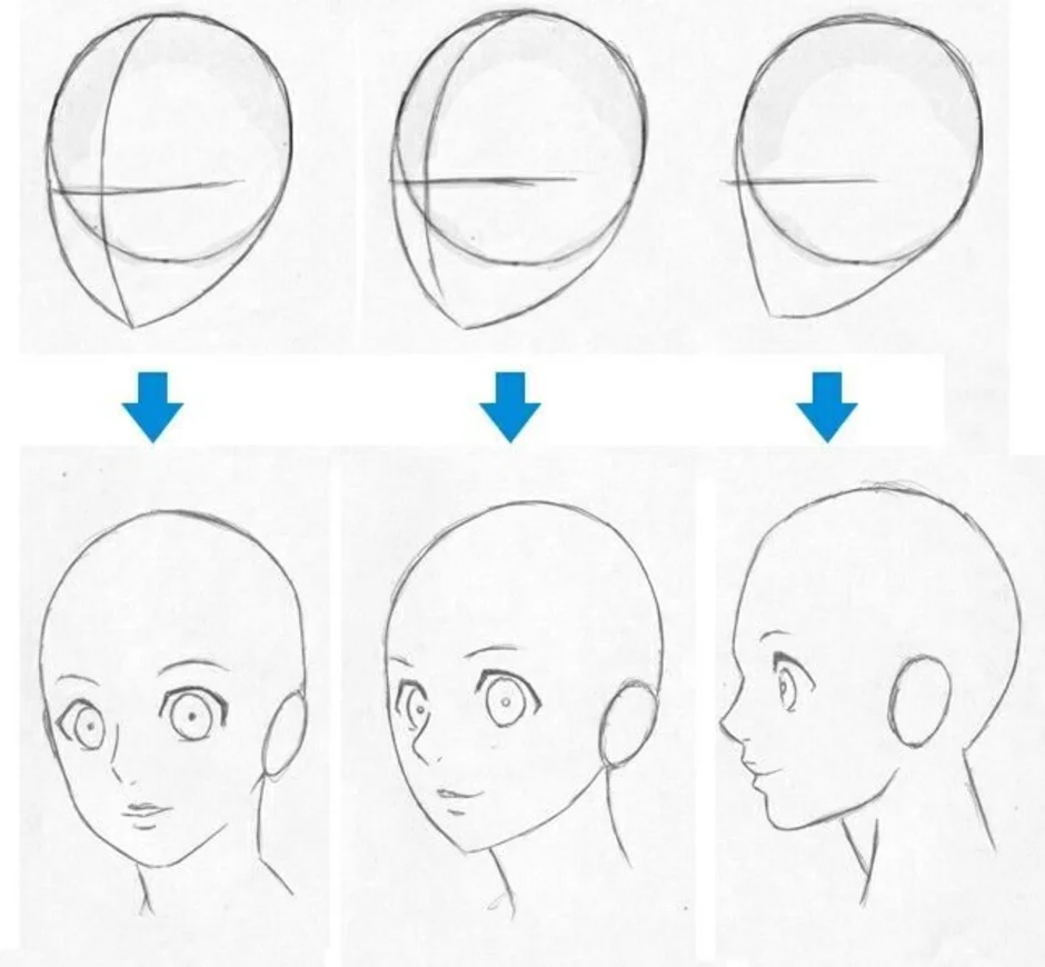 Как поэтапно нарисовать голову аниме поэтапно карандашом