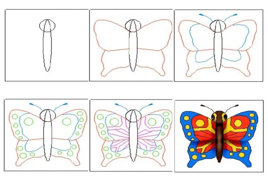 Рисование бабочка старшая группа. Бабочка рисунок карандашом. Поэтапное рисование бабочки. Бабочка поэтапное рисование для детей.