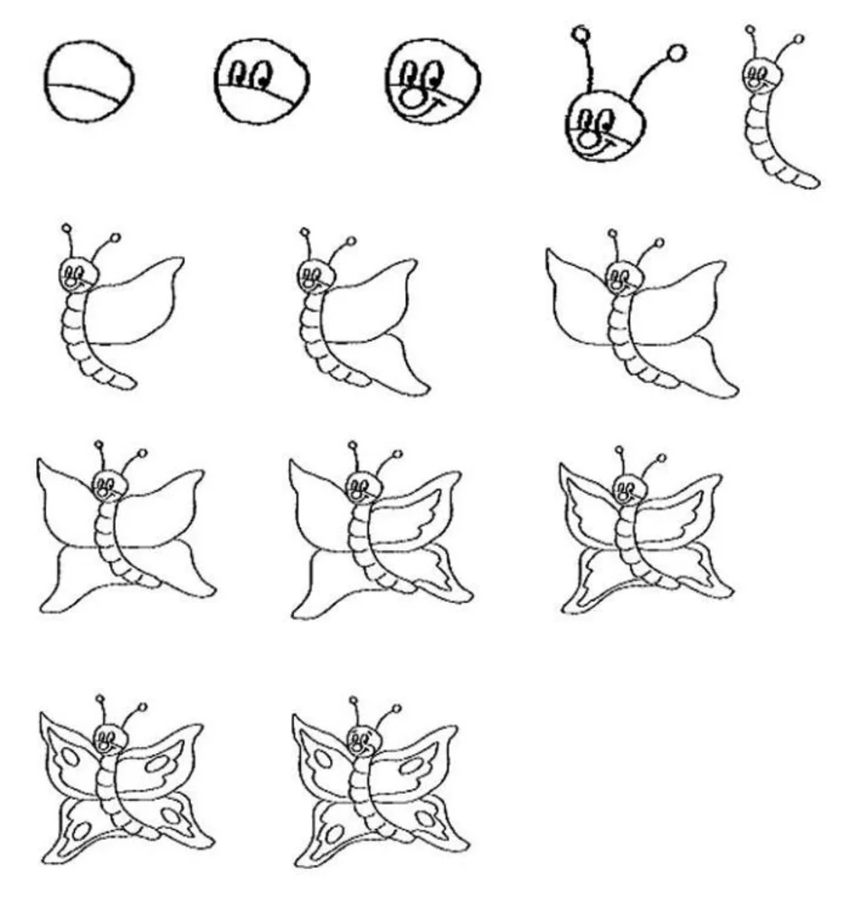 Как нарисовать бабочку поэтапно для детей