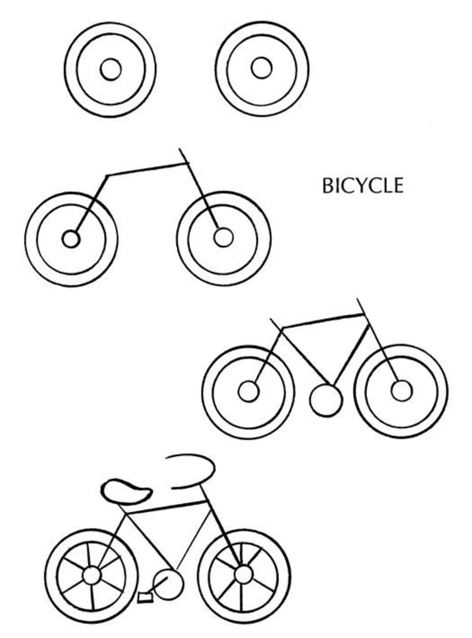 Как схематично нарисовать велосипед