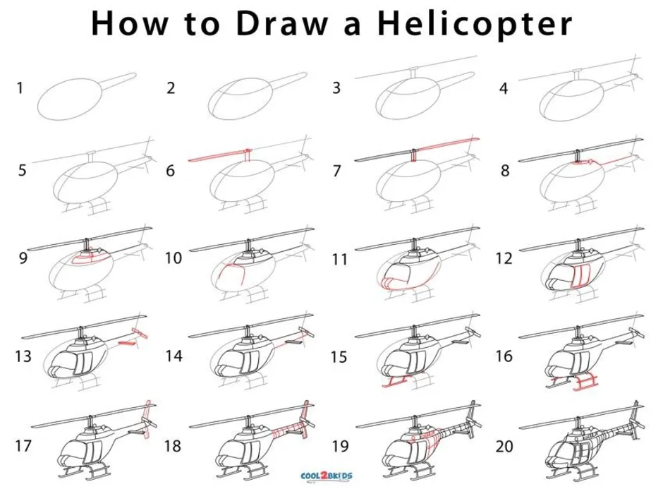 Как нарисовать вертолет легко