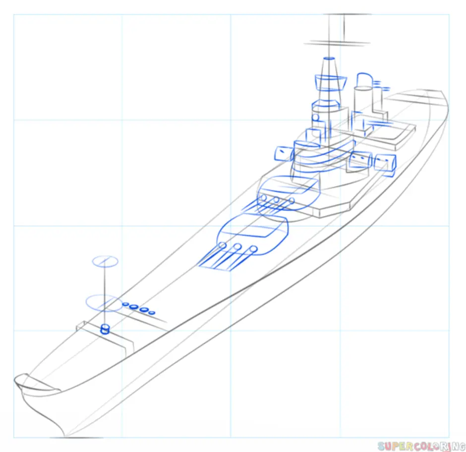 Военный корабль нарисовать карандашом