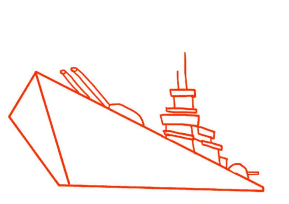 Военный корабль рисунок для детей карандашом