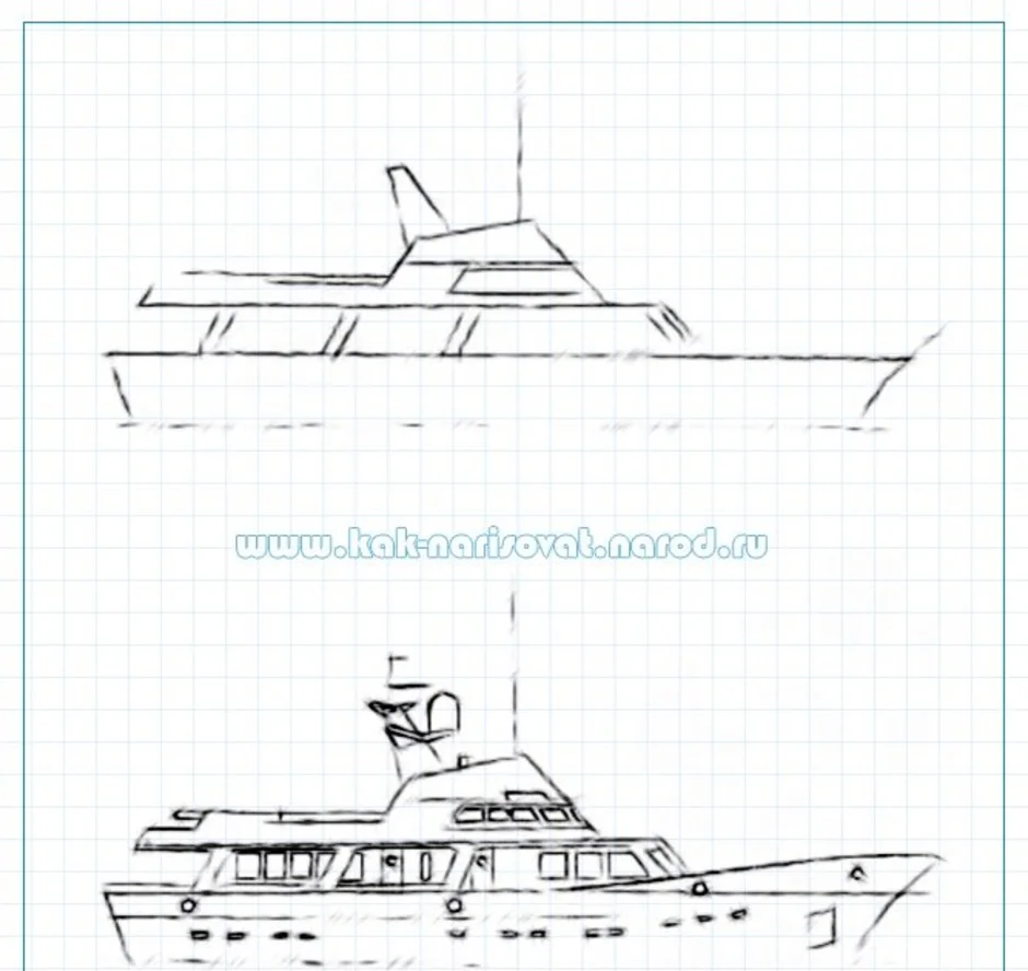 Военный корабль нарисовать поэтапно