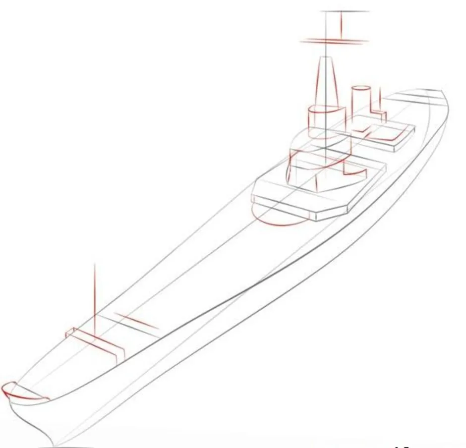 Как нарисовать военный корабль поэтапно карандашом для начинающих