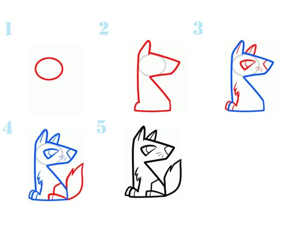 Лис 8 9 6 7. Поэтапное рисование волка. Поэтапное рисование волка для детей. Поэтапное рисование волка для дошкольников. Пошаговое рисование волка.