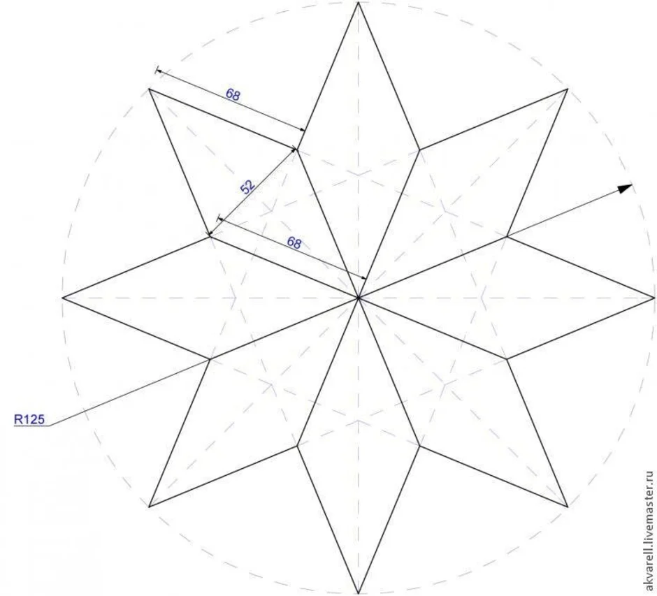 Восьмиконечная звезда нарисовать как