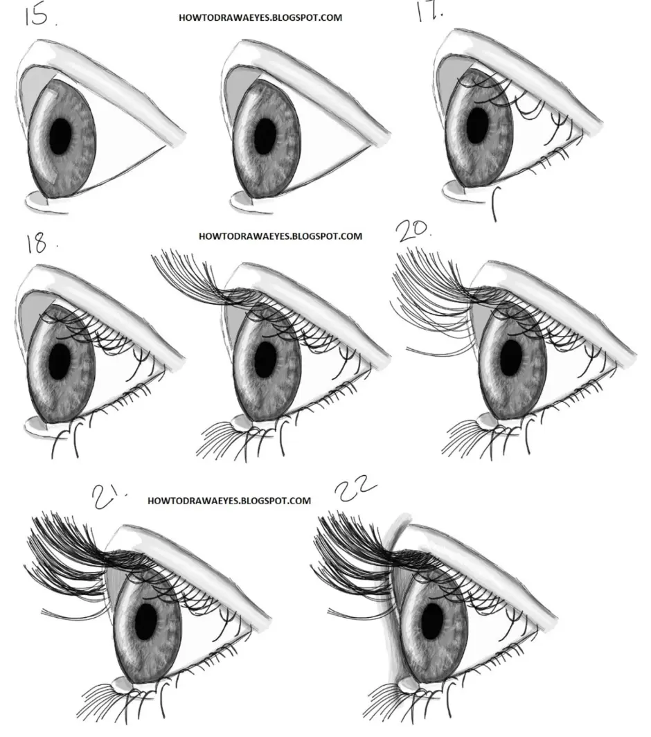 Как нарисовать глаз боком