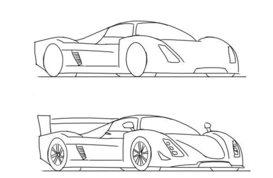 Как нарисовать гоночную машину поэтапно для детей