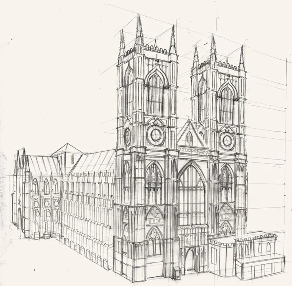Как нарисовать готический храм