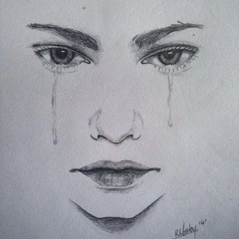 Плакать какое лицо. Грустное лицо карандашом. Грустные рисунки. Заплаканное нарисованное лицо. Рисунок плачущего лица.