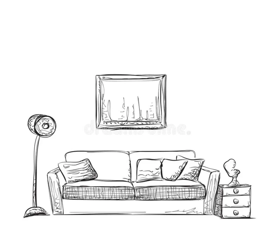 Раскраска диван и телевизор