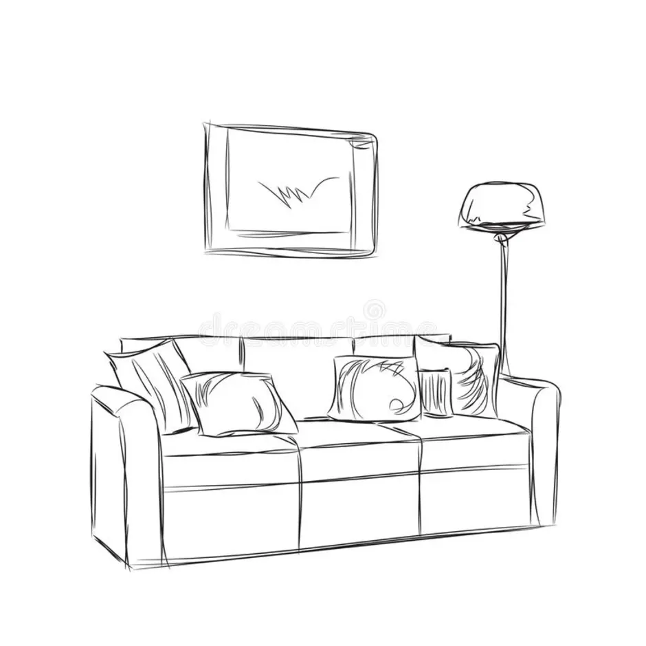 Комната с диваном рисунок