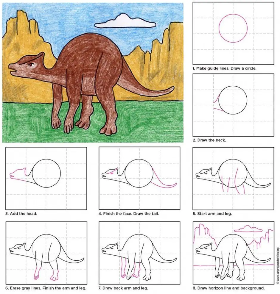 Рисовать детям как рисовать динозавра